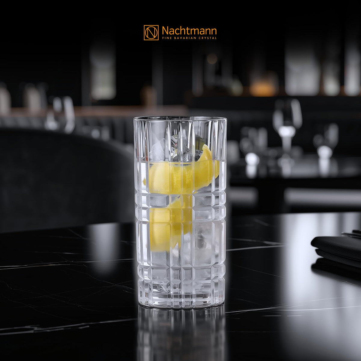 Highland 12 Piece Drinkware Set by Nachtmann – 15 fluid_ounces, Glass, Clear, Pack of 6, Model 101754