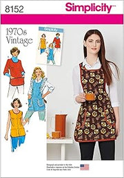 Simplicity 8152 Vintage 1970s Apron Sewing Pattern, Sizes XS-L