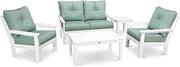Polywood Vineyard 5-Piece Deep Seating Set in White/Spa