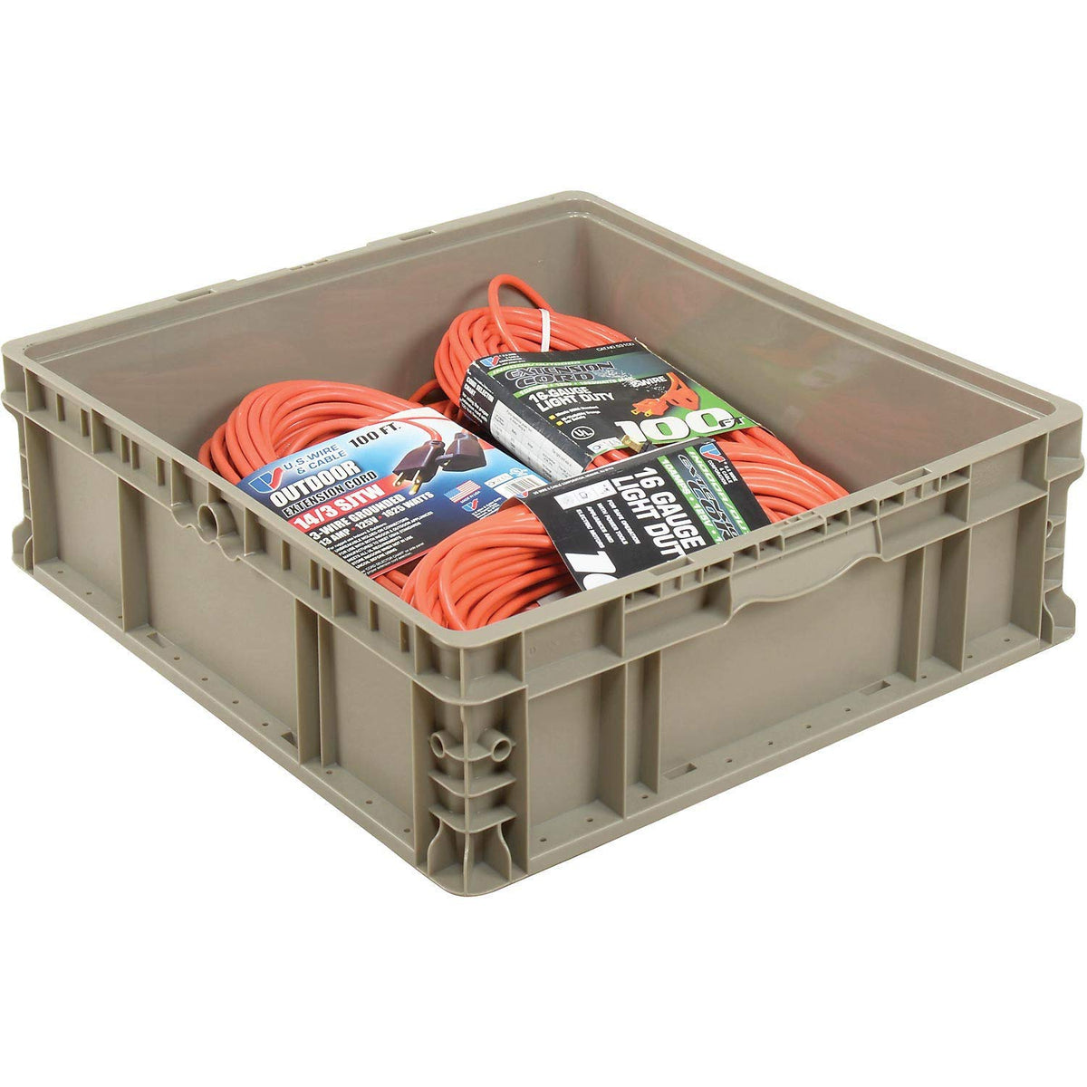Global Industrial Straight Wall Container Solid Gray by Monoflo – Plastic, Gray, Model 270290