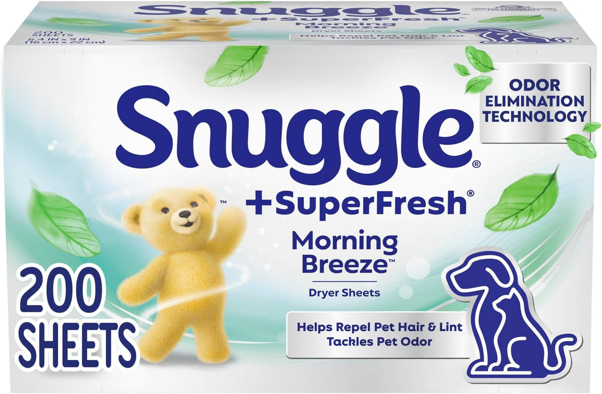Snuggle Azul sparkle / 200 Count (Pack of 6) / Morning Breeze Dryer Sheets