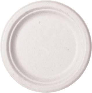 Vegware Compostable 7" Molded Fiber Paper Plates, Case of 1000, Disposable, White Reclaimed Sugarcane Fiber, Bagasse, Round, Tree-Free, Stronger Than Paper and Styrofoam