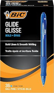BIC Glide Bold Blue Ballpoint Pens, Bold Point (1.6mm), Retractable Ballpoint Pens With Comfortable Full Grip, 36 Count (Pack of 12)