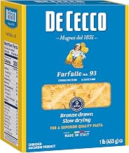 De Cecco Semolina Pasta, Farfalle No.93, 1 Pound (Pack of 12)