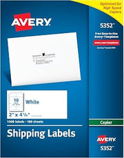 Avery Address Labels for Copiers, 2 x 4-1/4, 1,000 Labels, 5 Packs (5352)