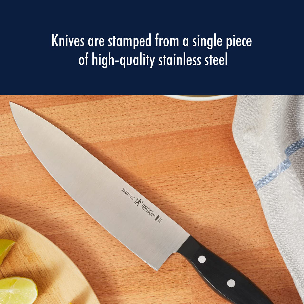 Statement Razor-Sharp 2-pc Chef Knife Set by HENCKELS – 2-pc, Stainless Steel, Black/Stainless Steel, Pack of 2, Model 13551-000