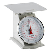 6 1/2" Clear Analog Receiving Stainless Steel Scale by Winco – 6.5", painted steel, White, Steel, Model SCAL-62