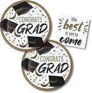 Creative Converting Black & Gold 2024 Graduation Party Supplies Paper Plates and Napkins (32 piece)