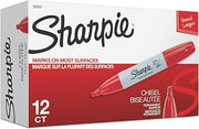 Sharpie Permanent Markers, Chisel Tip, Red, 12 Count