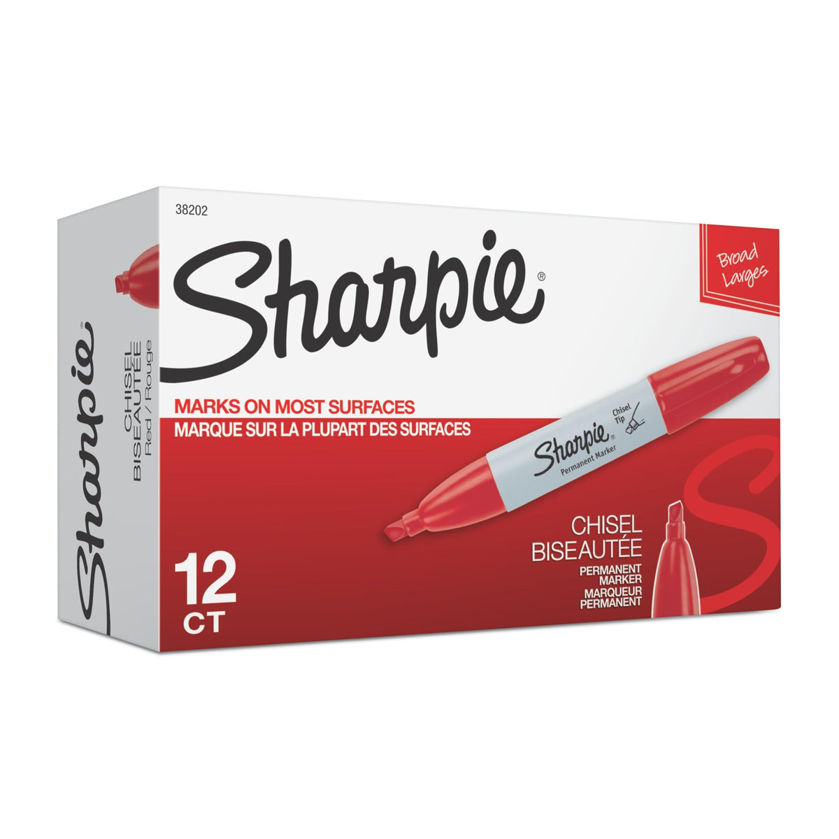 Permanent Markers by Sharpie – 12 Count (Pack of 1), Plastic, Red, Model 38202