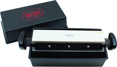 Tablecraft MH-308 Three-Way Sharpening System, 8" Stones with Course, Medium & Fine Settings, Includes Honing Oil, Knife Sharpener, Dishwasher Safe