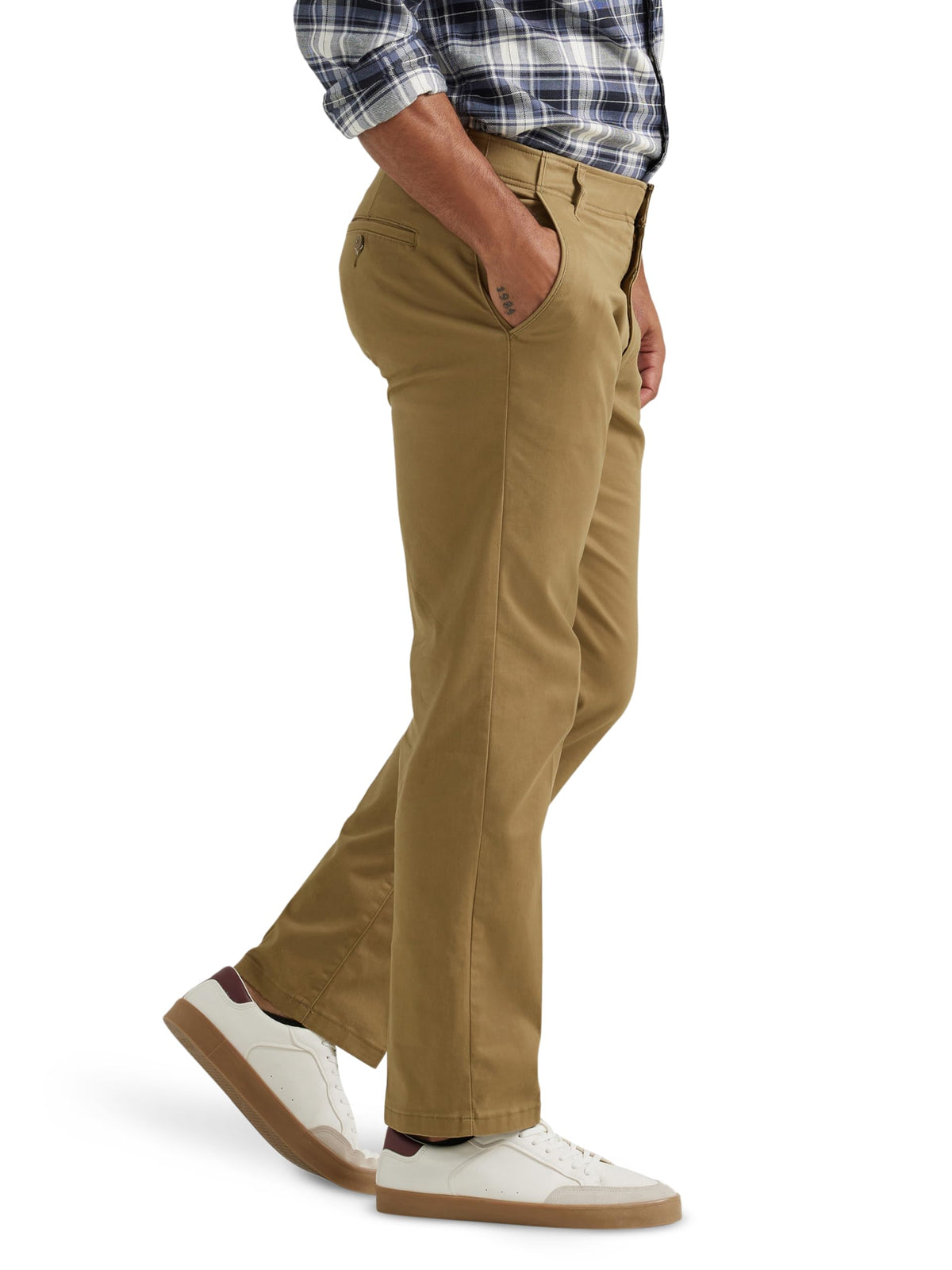 Men's Extreme Motion Flat Front Regular Straight Pant Bronze 36W x 32L by Lee – Cotton, Bronze, Model 4273516