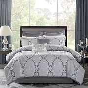 12 Pcs Comforter Set with Cotton Bed Sheets Silver King