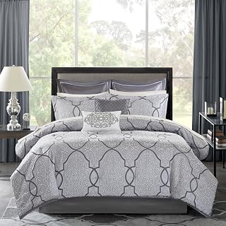12 Pcs Comforter Set with Cotton Bed Sheets Silver King