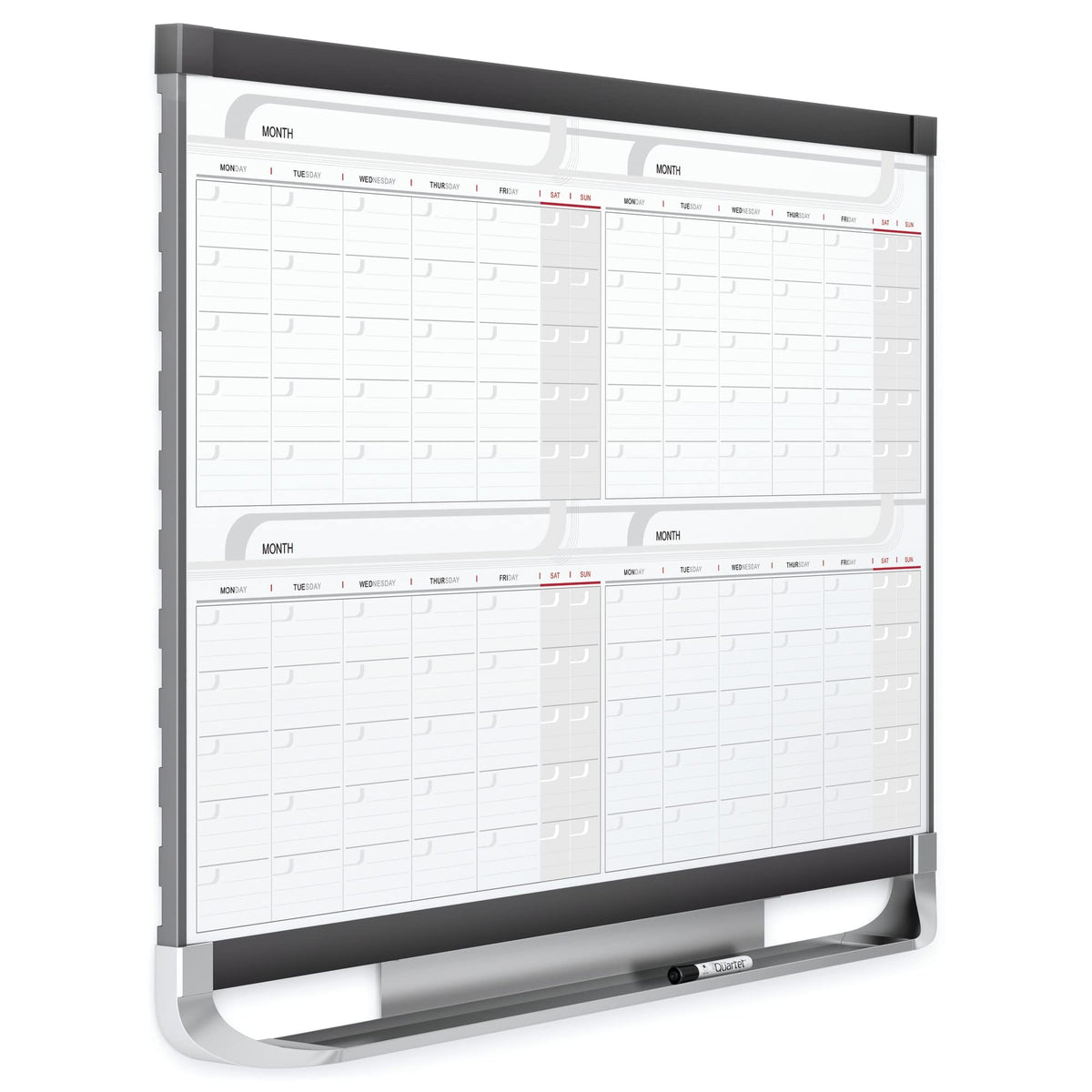Dry Erase Calendar Board by Quartet – 48"W x 36"H, Cotton, Black, Model 4MCP23P2