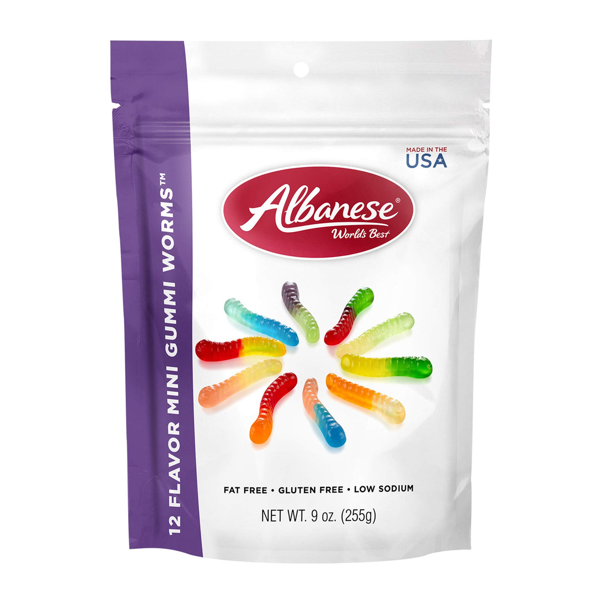 Albanese Mini Worms / 9 Ounce (Pack of 1) / Orange,blue,lime,pink Gummy Candy