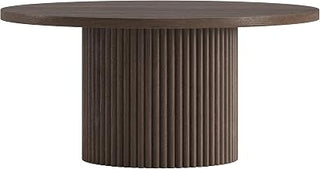 Henn&Hart 32" Modern Fluted Coffee Table, Heritage Oak