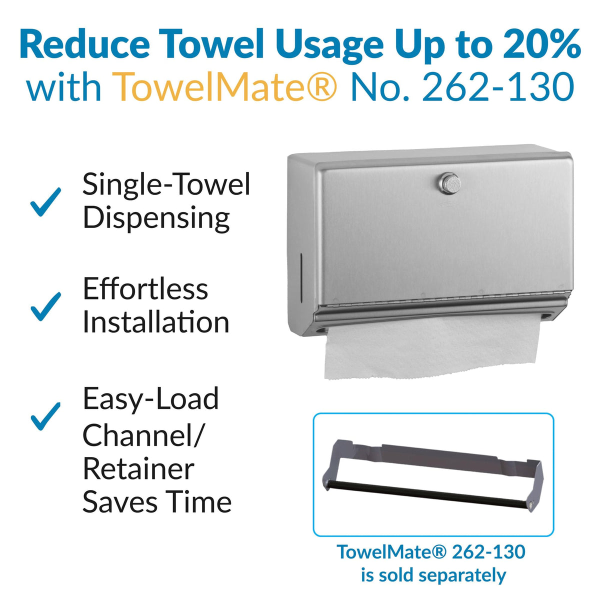 Bobrick 7-1/8" / Knob-Latch / Silver Paper Towel Holders