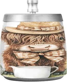 Highland Cow Teacup Sunflower Splash Ashtray with Lid, Outdoor Ashtrays for Patio