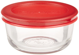 Hocking Classic Glass Food Storage Container with Lid by Anchor – 1 Cup, 1.0 cups, Plastic, Red, Model 91546L11