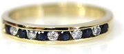 Solid 14k Yellow Gold 0.35 ctw Natural Blue Sapphire and Diamond Channel Set Stackable Wedding Band Ring for Women 3 mm - Handmade in USA - September Birthstone