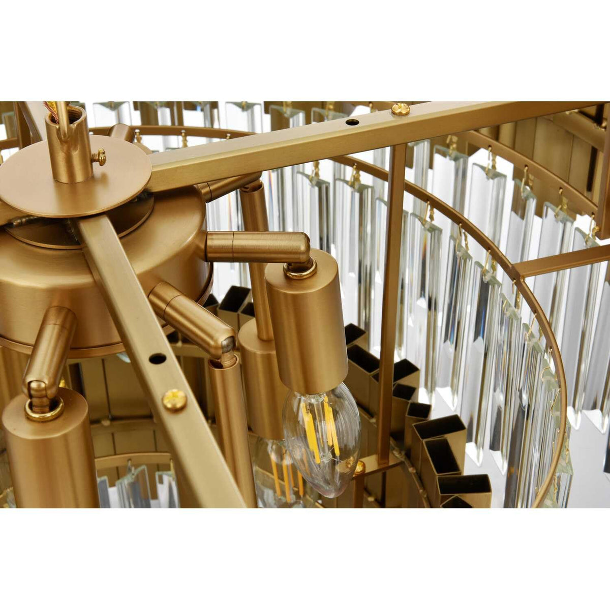 Willow Eight Light Chandelier Satin Gold by Lighting Design – Iron, Satin Gold, Model 3400G24SG