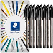 STAEDTLER 4320 Stick Ballpoint Pens Medium 8 Pack Black | 1.0mm, Triangular for Relaxed Easy Writing, Smooth