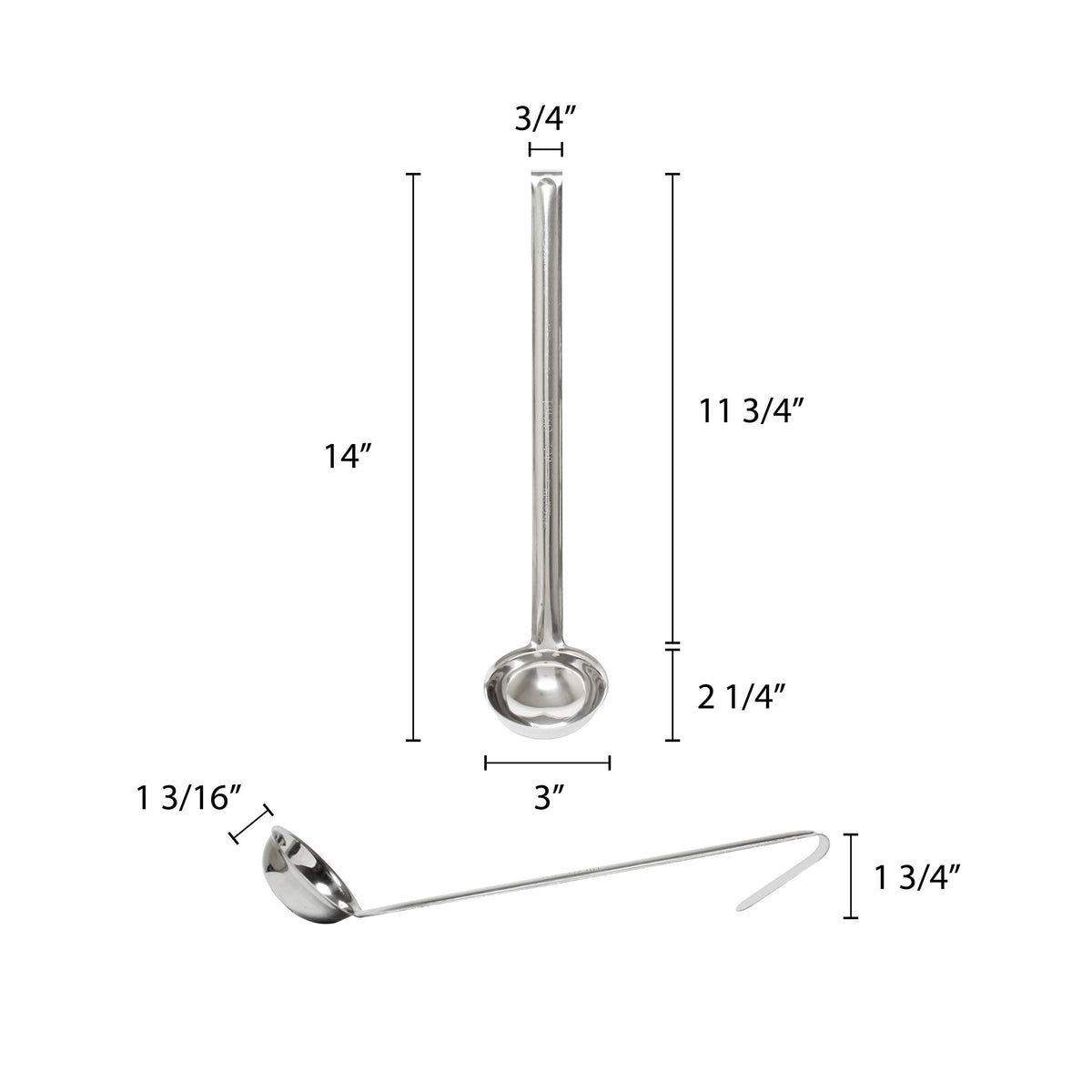 Ladle, 3-Ounce by Thunder Group – Medium, Stainless Steel, Metallic, Model SLOL004