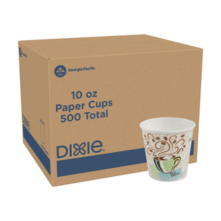 Dixie PerfecTouch 10 oz Paper Coffee Cups By GP PRO – Coffee Haze Design, 500 Count (25 Disposable Cups Per Sleeve, 20 Sleeves Per Case), 5310DX