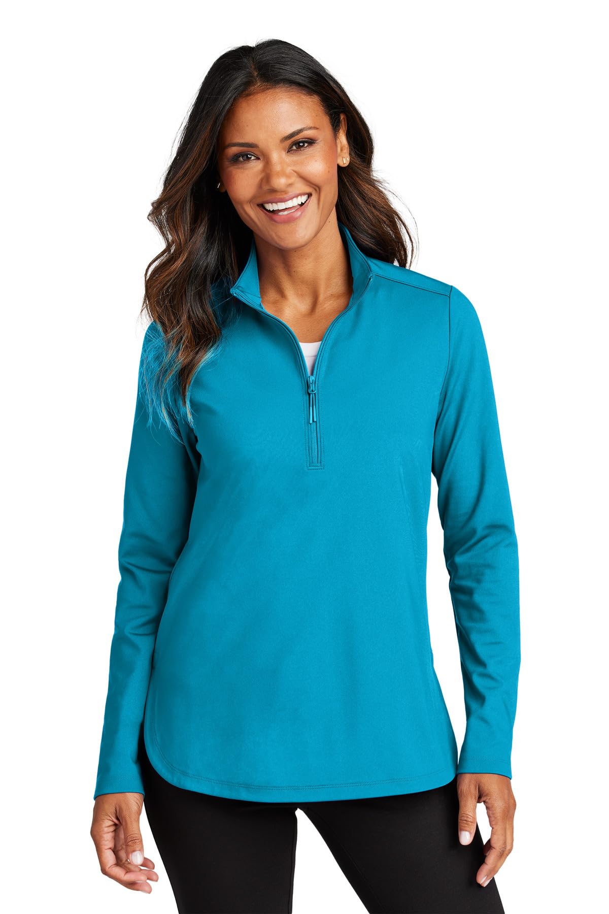 Women's Double Knit 1/4-Zip by Port Authority – X-Large, Recycled Polyester, Spandex, Parcel Blue, Model 25.58