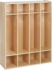 ECR4Kids Streamline 4-Section Coat Locker with Cubby Storage, Classroom Furniture, Natural