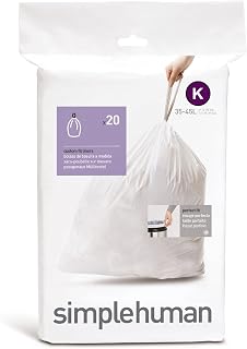 simplehuman Custom Fit Trash Can Liner K, 38 Liters / 10 Gallons, 20-Count (Pack of 2)