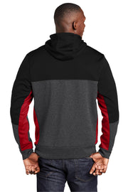 Unisex Tech Fleece Colorblock Full Zip Hooded Jacket by SPORT-TEK – 3X-Large, Polyester, Black/ Graphite Heather/ True Red, Model 904662