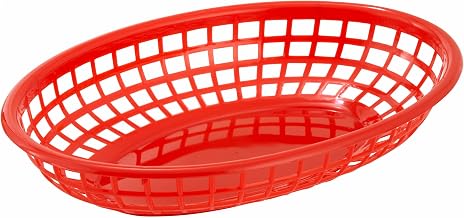 9-1/4" x 5-3/4" Oval Fast Food Basket, Red | Dishwasher safe, Microwave safe up to 150°F, Great for Sandwiches, Fries, Appetizers and Table Service