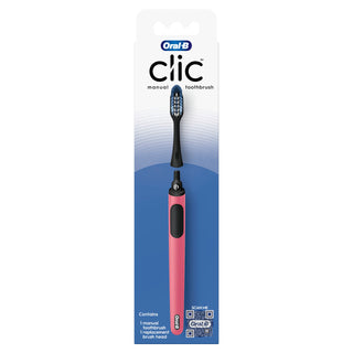 Clic Manual Toothbrush by Oral-B – 1 Count (Pack of 1), ['Coral', 'Chrome Black'], Model 049-09-6003
