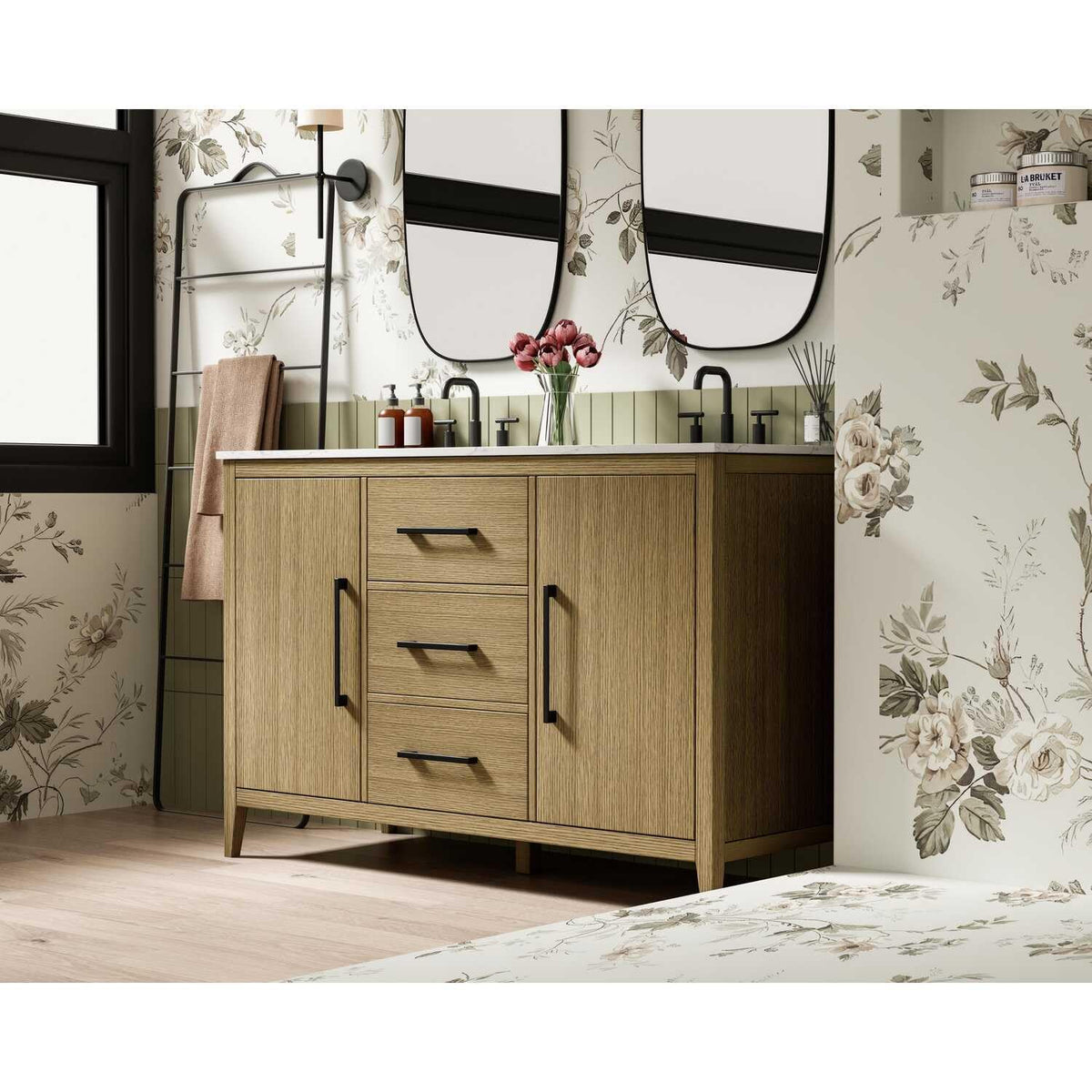 Honey Brown Millie Bathroom Vanity by by Elegant Lighting – Solid wood and MDF, Honey Brown, Model VF29354DMHB
