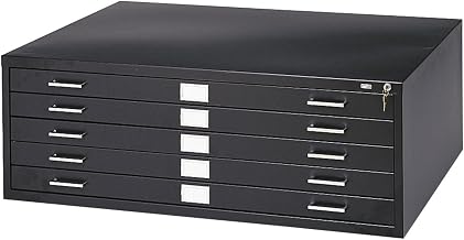Safco Products Flat File for 36" W x 24" D Documents, 5-Drawer (Additional Options Sold Separately), Black