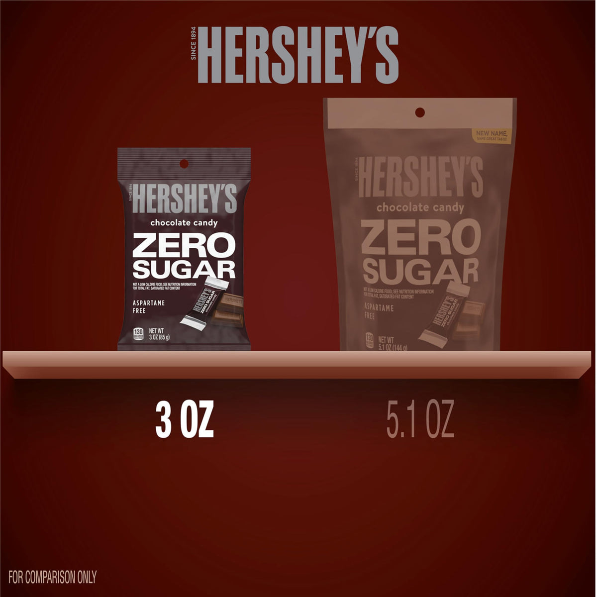 Zero Sugar Chocolate Candy Bags by HERSHEY'S – 3 Ounce (Pack of 12), brown, Pack of 12, Model 27001