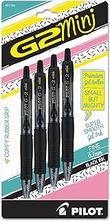 Pilot G2 Mini Gel Pen, Retractable, Fine 0.7 Mm, Black Ink, Black Barrel, 4/pack