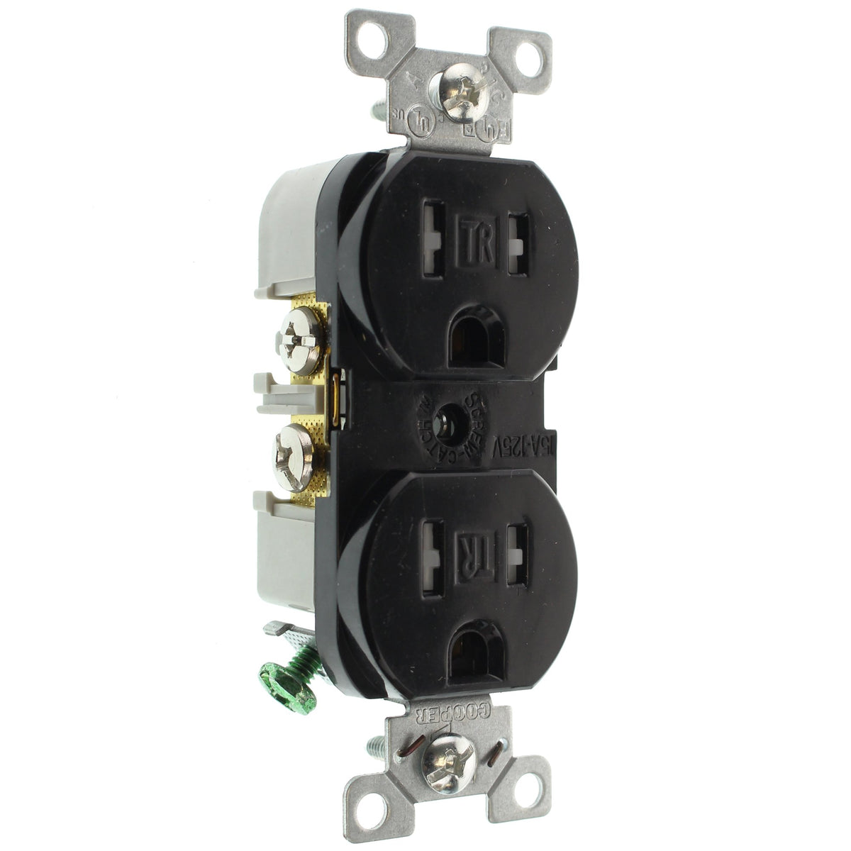 Commercial Tamper Duplex Receptacle by Hubbell – Metal, Black