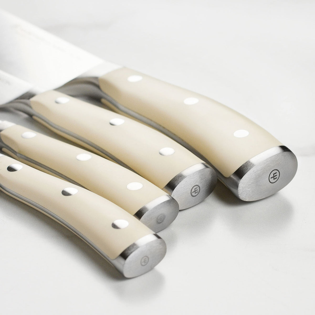 Wusthof Classic 10 Piece Knife Set with Acacia Block by Wüsthof – Stainless Steel,Steel, Acacia Block, Pack of 10, Model Ikon Creme