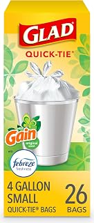 Glad Trash Bags, OdorShield Small Garbage Bags, Gain Original with Febreze Freshness, 4 Gallon, 26 Count, 26 ct