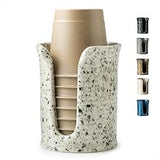 Bathroom Cup Dispenser 3 OZ, Bathroom Cup Holder, Speckled White | Mouthwash Cup Dispenser for Dixie Cups, Small Paper Cups Holder for Guest Bathroom Vanity Countertop, Ceramic