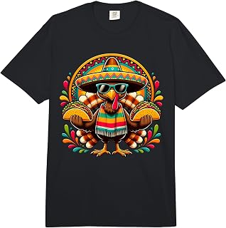 Cool Turkey Sombrero Poncho Tacos Fiesta Comfort Colors Adult Heavyweight T-Shirt