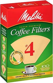 Melitta 624602 #4 8 To 12 Cup Natural Brown Cone Coffee Filters 100 Count