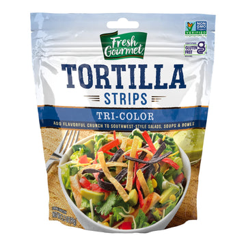 Tri-Color Tortilla Strips by Fresh Gourmet – 3.5 Ounce (Pack of 9), Tri-color, Pack of 9, Model 17508