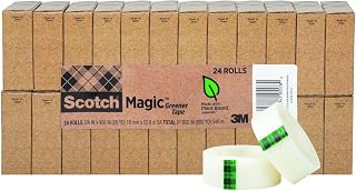 Scotch Magic Greener Tape, 24 Rolls, Numerous Applications, Invisible, Engineered for Repairing, 3/4 x 900 Inches, Boxed (Pack of 6)