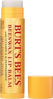 Burt's Bees 100% Natural Moisturizing Lip Balm, Original Beeswax with Vitamin E & Peppermint Oil, 0.15 Oz