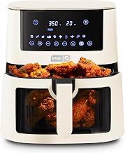 Dash Clear View Digital Air Fryer - Has AirCrisp® Technology - For Family-Sized Meals - Digital Touchscreen & Extra-Large Crisper Drawer - 7 Quarts - Cream