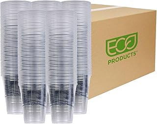 ECO PRODUCTS BlueStripe Disposable Recycled Cold Cups, 16 oz, 1000 Count | Eco-Friendly Cold Drink Cups, Clear Recycled PET Plastic, To-Go Beverage Cups For Water, Juice, Smoothies, Iced Coffee